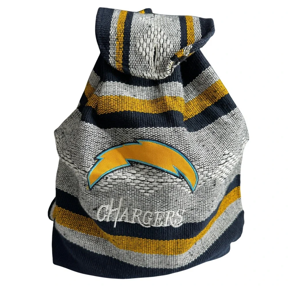 Los Angeles Chargers Woven Baja Knapsack Backpack Striped NFL Bag